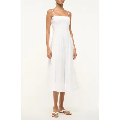 Staud Wylie Seamed Midi Dress In White