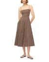 Staud Wylie Midi Dress In Dark Oak Micro Stripe