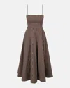 Staud Wylie Midi Dress In Dark Oak Micro Stripe