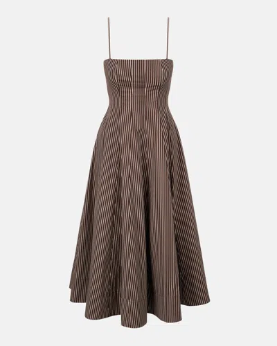 STAUD WYLIE STRIPED MIDI DRESS