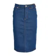 STAUD X WRANGLER DENIM PENCIL MIDI SKIRT