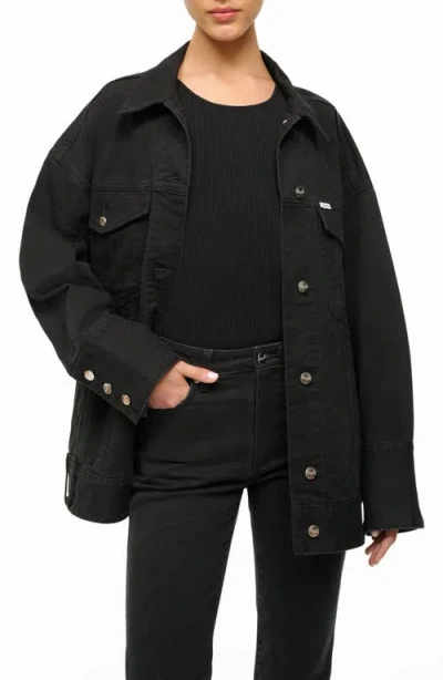 Staud X Wrangler The Biggest Denim Trucker Jacket In Black