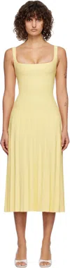 Staud Yellow Ellison Midi Dress In Lmdp Lemon Drop