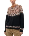 Staud Zane Crewneck Fair Isle Sweater In Black