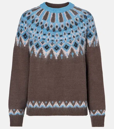Staud Zane Fair Isle Wool Blend Sweater In Brown