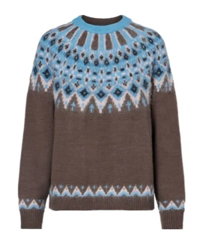 Staud Zane Fair Isle Wool-blend Sweater In Brown