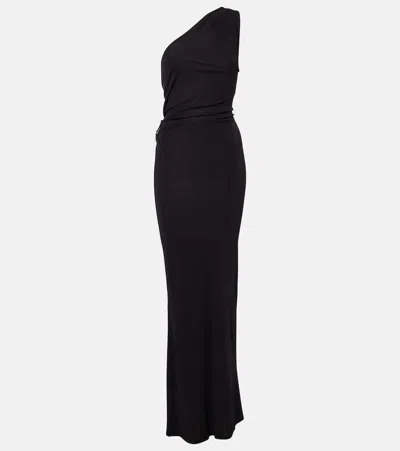 Staud Zenith Gathered Jersey Maxi Dress In Black