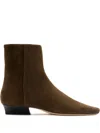 Staud Zipped Block-heel Ankle Boots In Brown