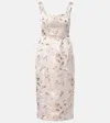 Staud Zoe Floral Brocade Satin Midi Dress In Nude