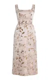 Staud Zoe Floral Jacquard Midi Dress In Pink
