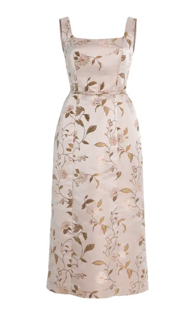 Staud Zoe Floral Jacquard Midi Dress In Pink