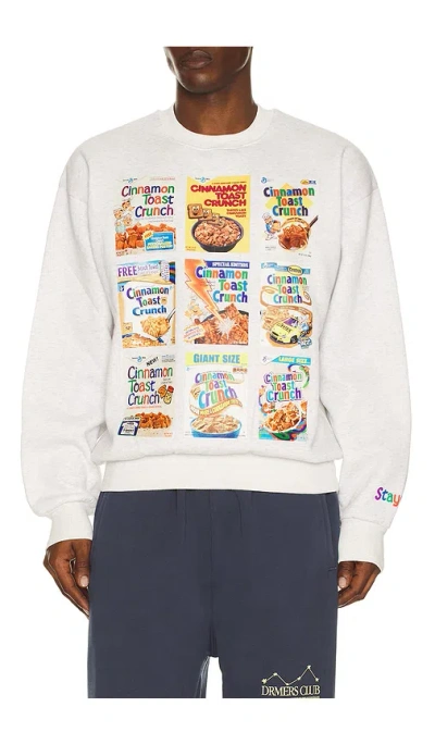 Stay Cool X Cinnamon Toast Crunch Nostalgia Box Grid Crewneck In Heather Grey