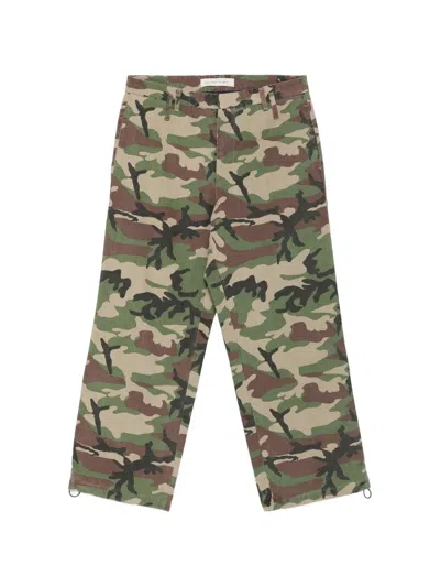 Stay Human On Earth Camouflage-print Trousers In Green