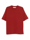 Stay Human On Earth Frayed T-shirt In Red
