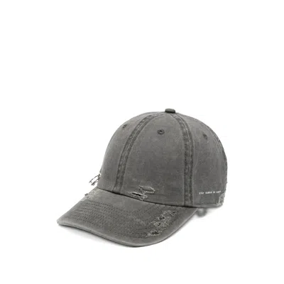 Stay Human On Earth Distressed Safety-pin Baseball Cap In Neutral