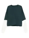 Stay Human On Earth Layered Sweatshirt In Green