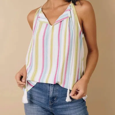 Stay Warm In Style Striped Marley Tank Top In Pink Multi
