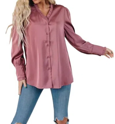 Stay Warm In Style Where Do We Go Frill Sleeve French Blouse In Mauve In Multi