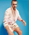 Steals Mens Printed Relaxed Fit Zip Pullover In White
