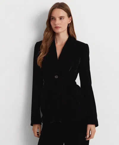 Steals Women's Belted Velvet Blazer - Black