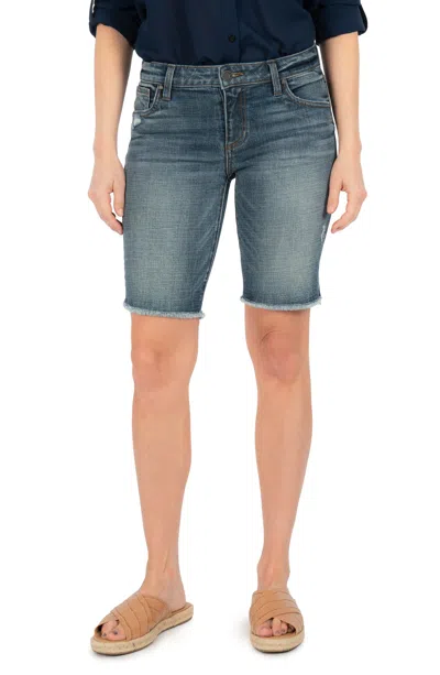 Steals Women's Frayed Denim Bermuda Shorts - Blue In Multi