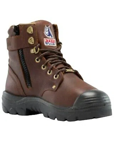 Pre-owned Steel Blue Men's Argyle 6" Zip And Lace-up Work Boot Toe - 862902-oak In Brown