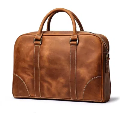 Steel Horse Leather The Bjorn Leather Laptop Bag | Vintage Leather Briefcase In Brown