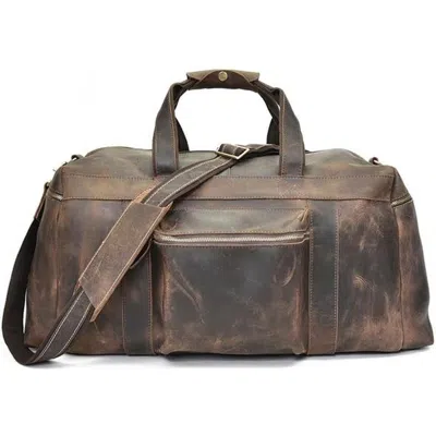 Steel Horse Leather The Colden Duffle Bag | Large Capacity Leather Weekender In Dark Brown