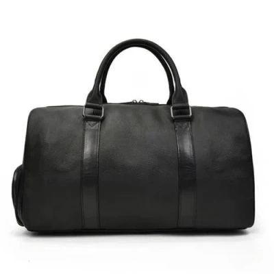Steel Horse Leather The Endre Weekender | Vintage Leather Duffle Bag In Black
