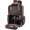Steel Horse Leather The Gaetano | Large Leather Backpack Camera Bag With Tripod Holder In Dark Brown