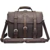 Steel Horse Leather The Gustav Messenger Bag | Large Capacity Vintage Leather Messenger Bag In Dark Brown