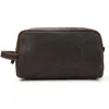 Steel Horse Leather The Wanderer Toiletry Bag | Genuine Leather Toiletry Bag In Dark Brown