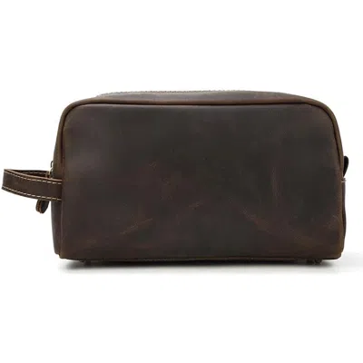 Steel Horse Leather The Wanderer Toiletry Bag | Genuine Leather Toiletry Bag In Dark Brown