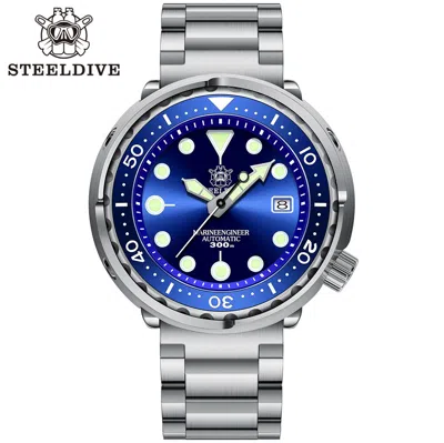 Pre-owned Steeldive Sd1975 Sunray Blue Tuna Nh35 Diver 300m Automatic Watch Bgw9 C3 47.5mm