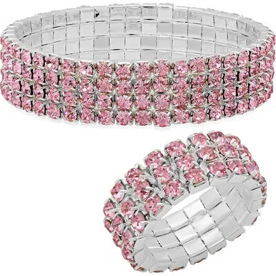 Steeltime Cubic Zirconia Stretch Bracelet & Ring Set