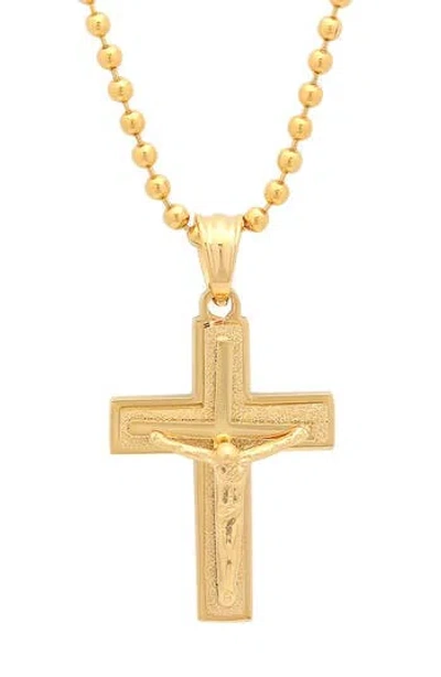Steeltime 18k Gold Cross Necklace In Transparent
