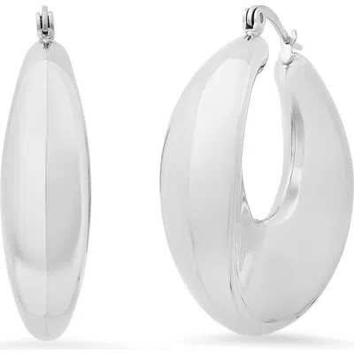Steeltime 18k Gold Plate Chunky Hoop Earrings In Metallic