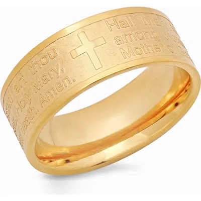 Steeltime 18k Gold Plate Hail Mary Prayer Ring