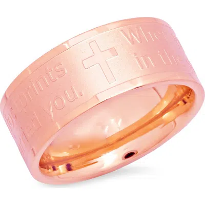 Steeltime 18k Gold Plate Prayer Ring In Pink