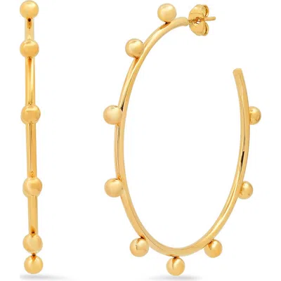 Steeltime 18k Gold Plated Beaded Hoop Earrings