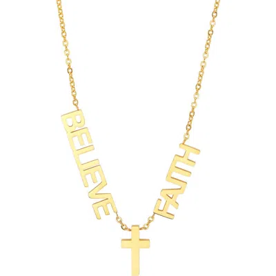 Steeltime 18k Gold Plated Believe & Faith Pendant Necklace