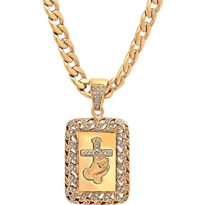 Steeltime 18k Gold Plated Cross Pendant Necklace