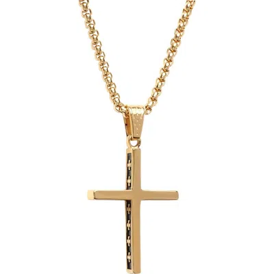 Steeltime 18k Gold Plated Cross Pendant Necklace