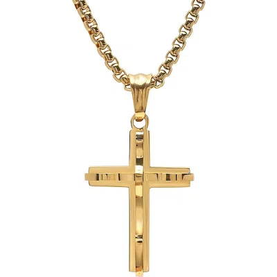 Steeltime 18k Gold Plated Cross Pendant Necklace