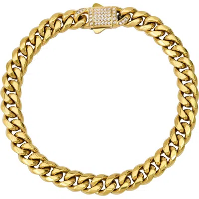 Steeltime 18k Gold Plated Crystal Curb Chain Bracelet