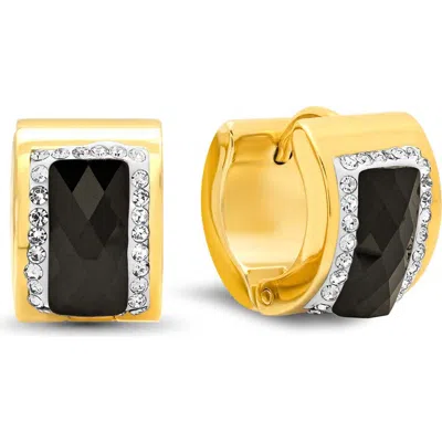 Steeltime 18k Gold Plated Crystal Huggie Hoop Earrings