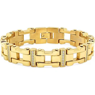 Steeltime 18k Gold Plated Crystal Link Bracelet