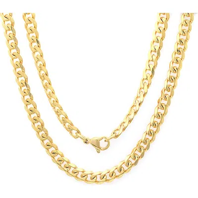 Steeltime 18k Gold Plated Cuban Chain Necklace
