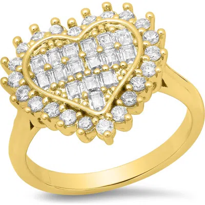 Steeltime 18k Gold Plated Cubic Zirconia Heart Ring