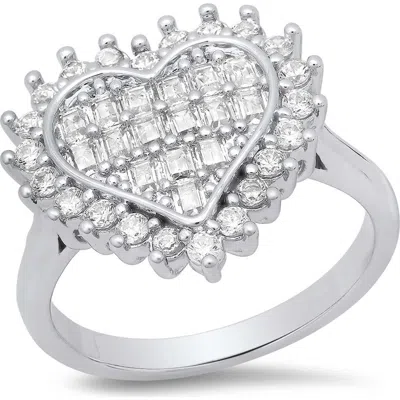 Steeltime 18k Gold Plated Cubic Zirconia Heart Ring In Metallic